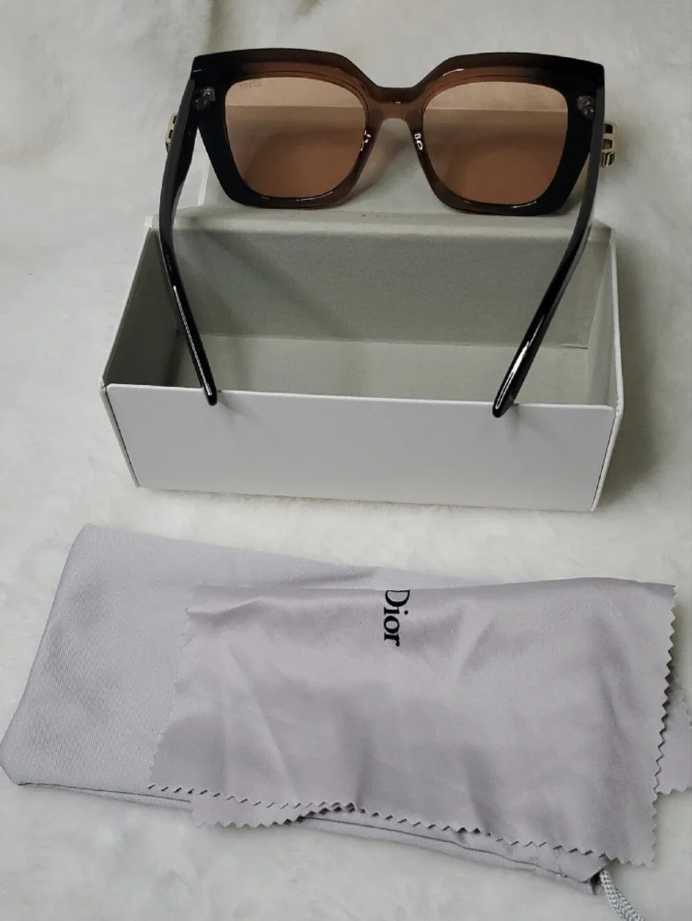 Dior Black Frame Sunglasses with Brown Gradient Lenses